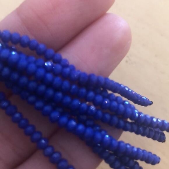 NWT Blue gold crystal pave Tassel earrings. - Picture 5 of 5